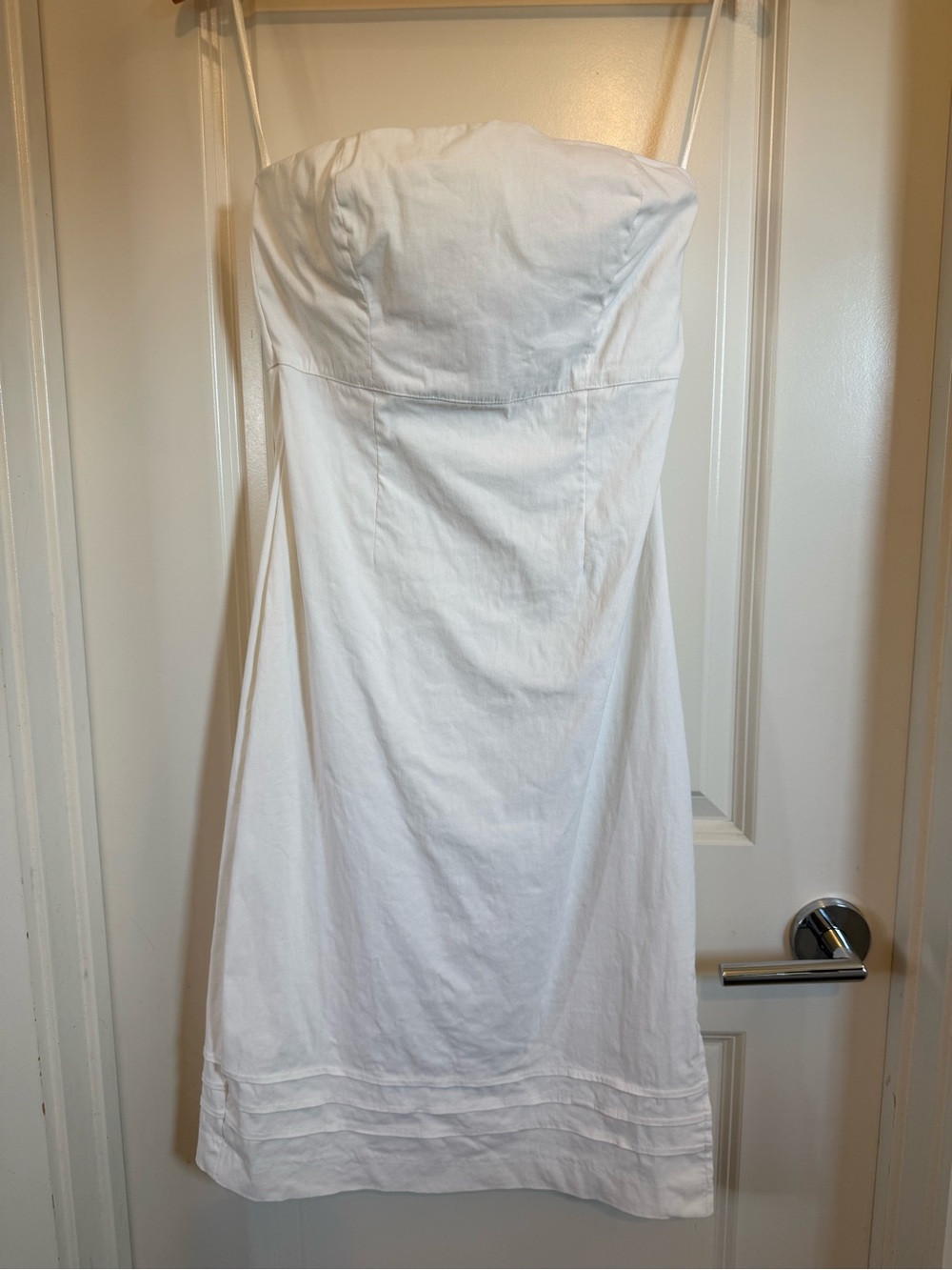 VTG EXPRESS Y2K Strapless off white Tube Dress Pintuck Hem Stretch 5/6 party
